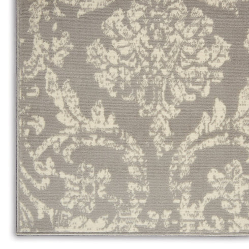2' X 4' Gray Damask Power Loom Area Rug